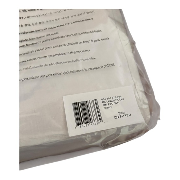 Ralph Lauren Linen Solid Queen Fitted Pebble NEW - Picture 4 of 6